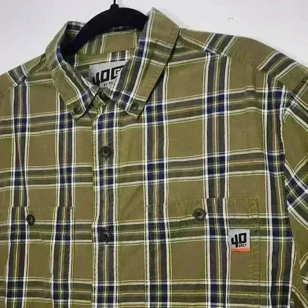 Duluth‎ Trading 40 Grit Men's Short Sleeve Button Down Shirt Size L Green